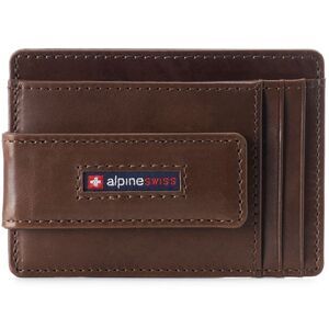 Alpine Swiss Mens RFID Safe Slim Magnetic Money Clip Leather Front Pocket Wallet